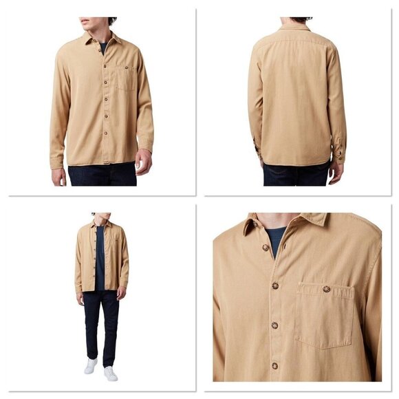 Mens Ted Baker Brewin Relaxed Fit Button up Overshirt Beige Size 7 US 3XL 46 NWT - Picture 1 of 12